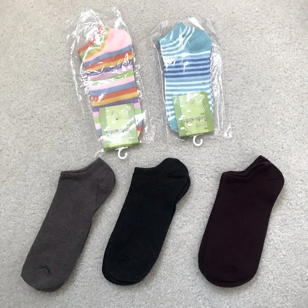 NWOT Set of 5 Low-Cut Socks – Striped & Solid Colors